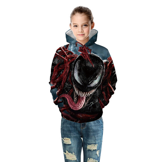 Cool Marvel Venom Graphic pullover Hoodie For Kids Grey