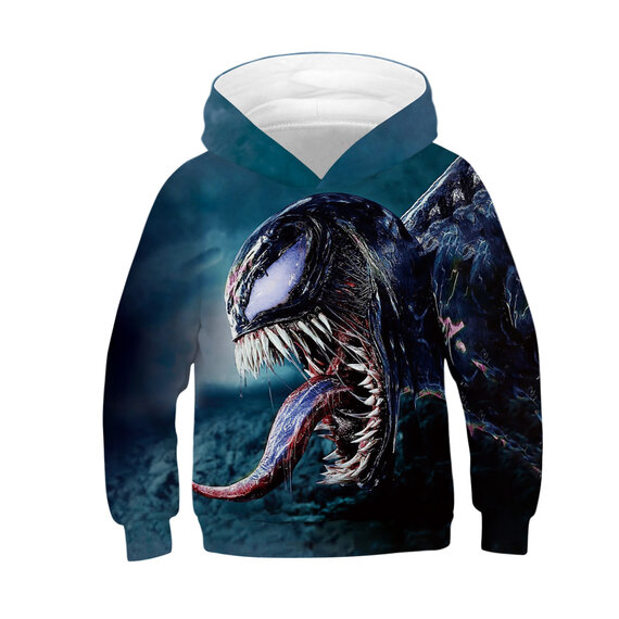 Fashion Marvel Venom Graphic pullover Hoodie For Children Blue