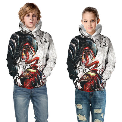 3D digital Marvel Red And Blue Venom Graphic Hoodie For Kids