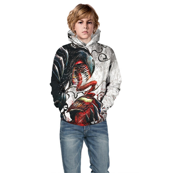 3D digital Marvel Red And Blue Venom Graphic Hoodie For Girls