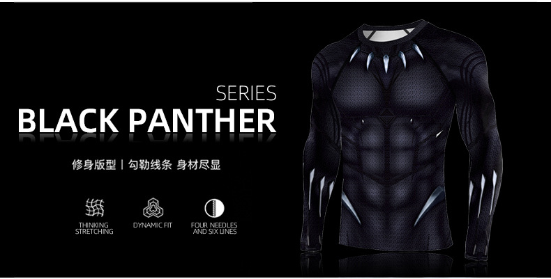 Black Panther Series Superhero Long Sleeve Graphic Tee