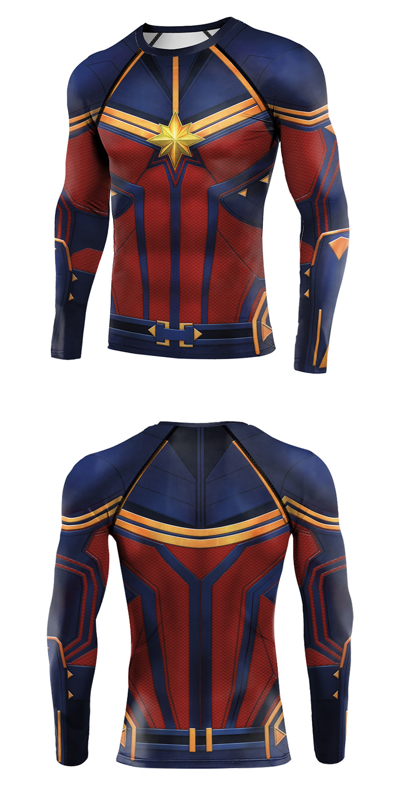 Captain Marvel workout Shirt - Front and Back