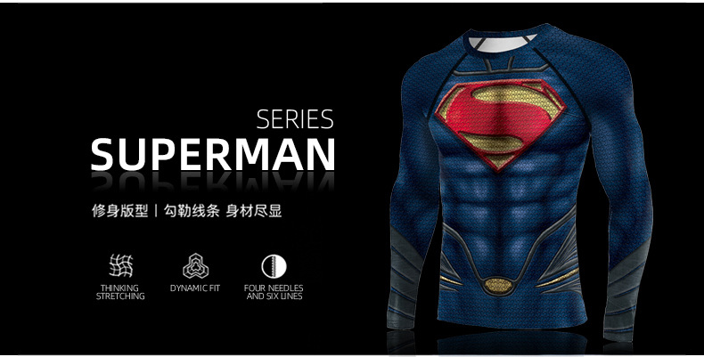 DC Comics Series Superhero Superman Long Sleeve Compression shirt