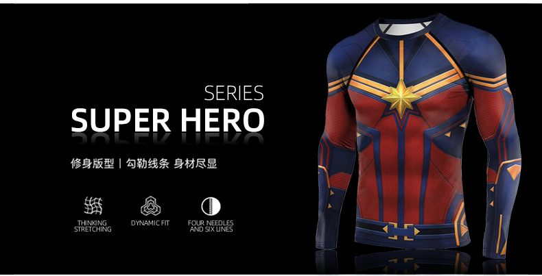 Marvel Comic - Captain Marvel Series Long Sleeve Compression Shirt