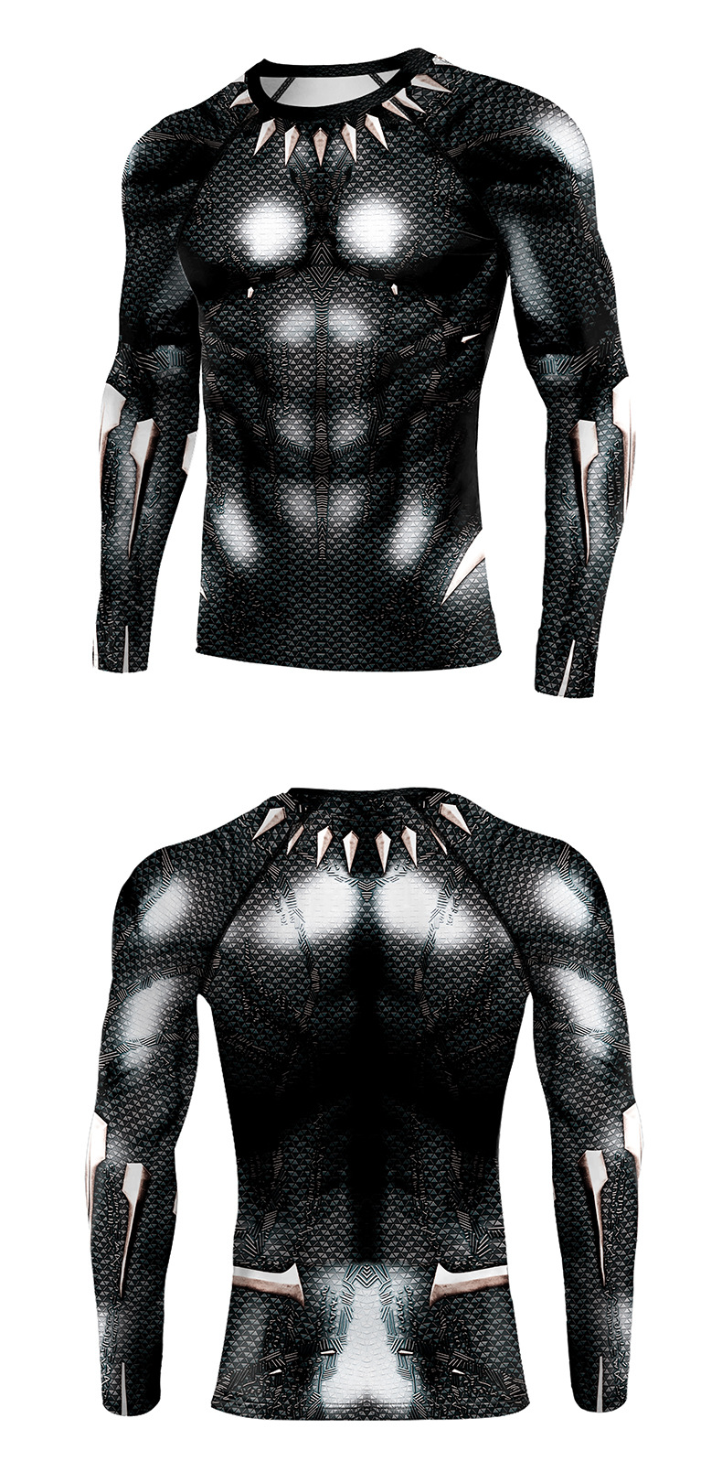 Marvel Comic Superhero Black Panther Costume Shirt Front and Back