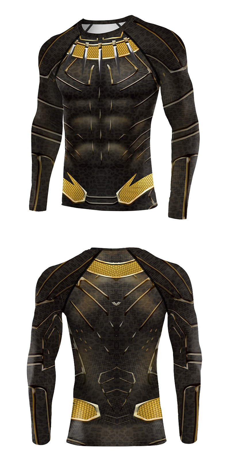 Marvel Comic Superhero Black Panther Print Shirt Front and Back