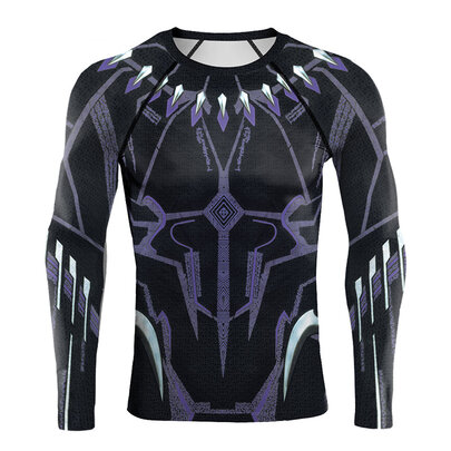 black panther compression costume shirt for running