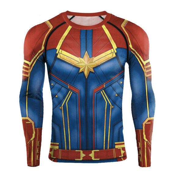 Long Sleeve Captain Marvel Carol Denver Compression Shirt For Girls