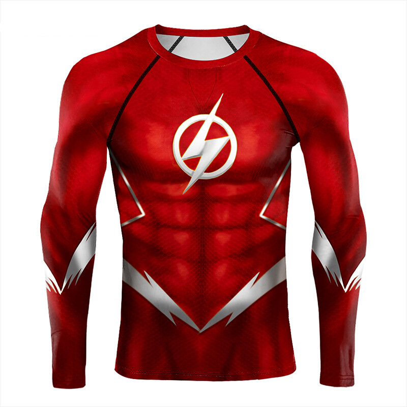 DC Comics Flash Men’s Red Athletic T-Shirt Long Sleeve