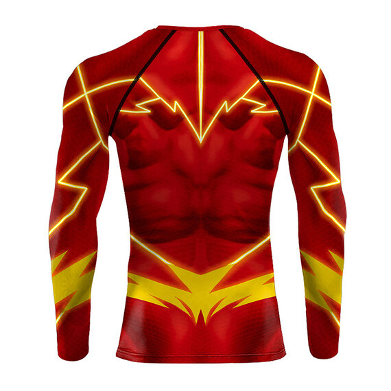 long sleeve crewneck Men's red The Flash costume t-shirt for men's running tee