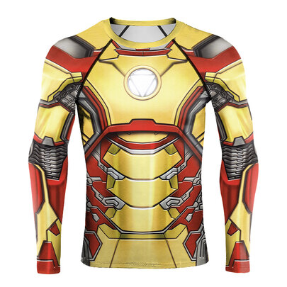 Long Sleeve Iron Man mark 42 T Shirt Yellow