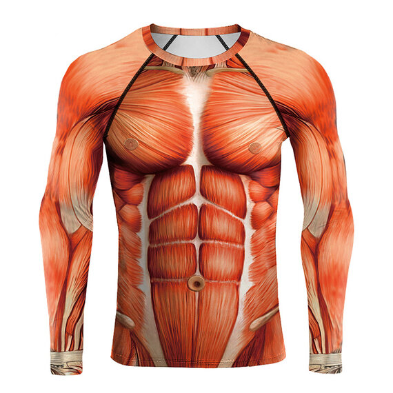 3D MUSCLE printed Long Sleeve Compression tee shirt