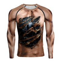 cool fake muscle compression shirt for workout,black spider man 3 graphic tee