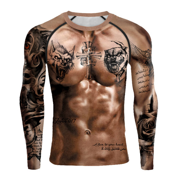long sleeve fake muscle shirt for gym