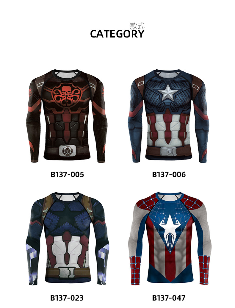 cool superhero captan america series workout shirts