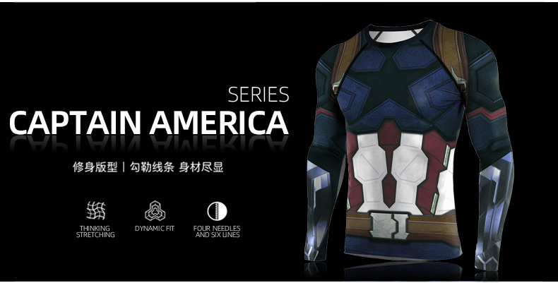marvel avenger captain america costume shirt long sleeve series