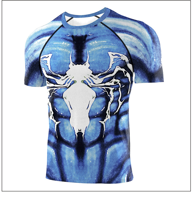Blue Spider-Man Venom Superhero Cosplay Tee Shirt
