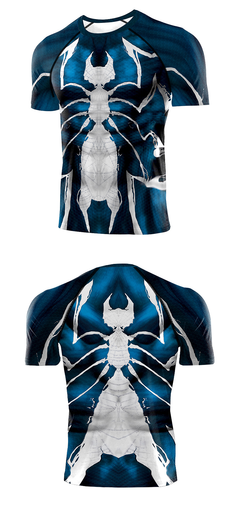 Blue Venom Spider Man print Tee Shirt - Front And Back
