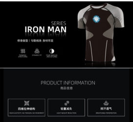 Marvel Iron Man 3 Compression Workout Tee Shirt Black