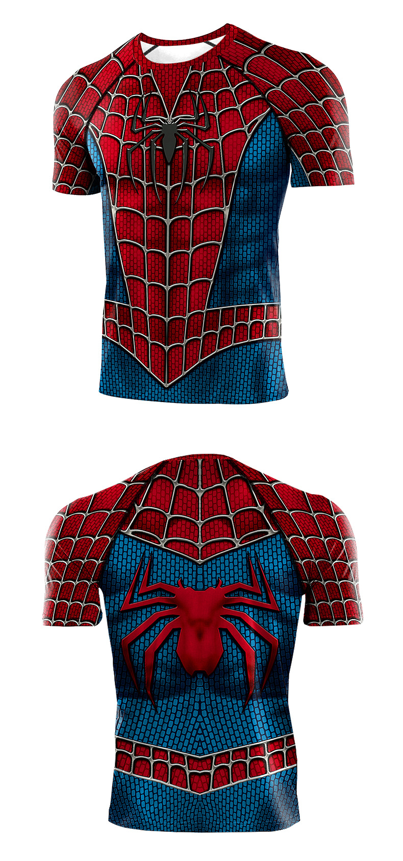 Short Sleeve Marvel Spider Armor MK IV Superhero Compression Top Tee Shirt 