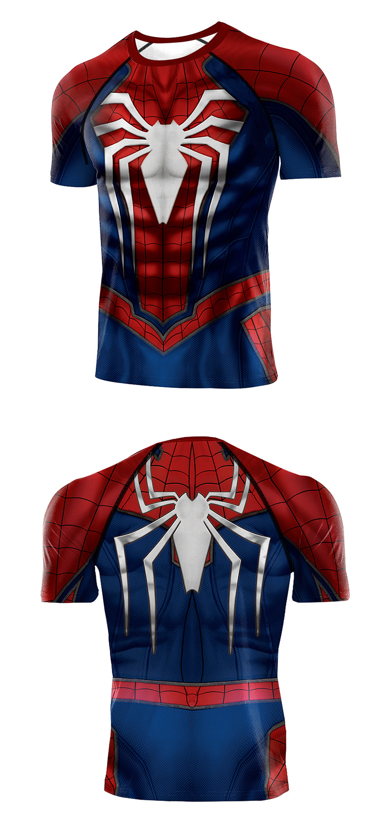 Short Sleeve Marvel Spider Man PS4 Superhero Compression Working T Shirt