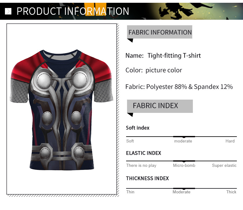 Superhero Thor Gym T Shirt - product detail