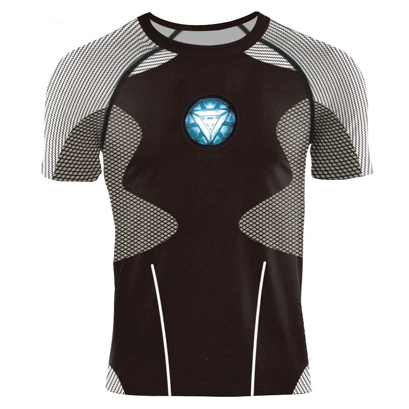 Black Iron Man 3 Arc Reactor Compression Shirt