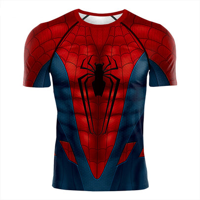 fashion crewneck quick dry spider man athletic shirt