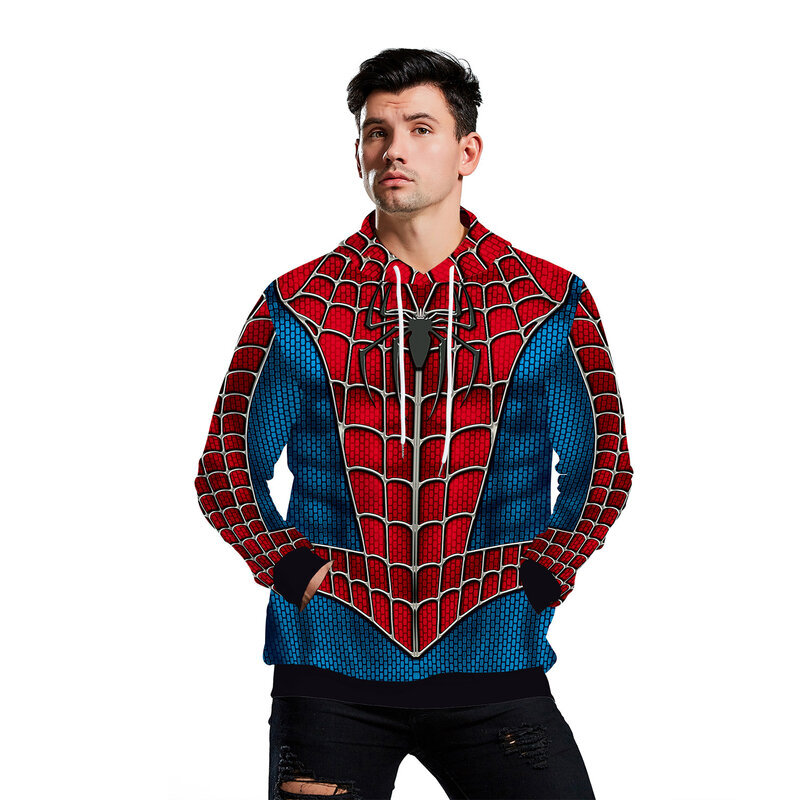 Classic Spiderman Pullover Hoodie Red And Blue