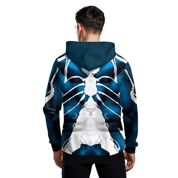 spiderman with blue hoodie