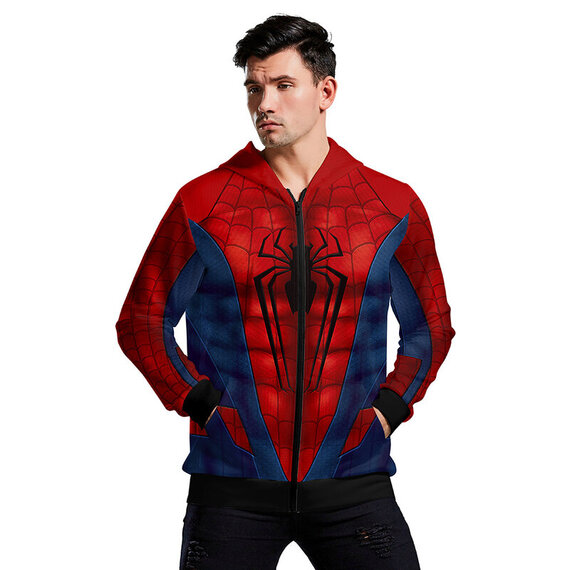 zip up spider man hoodie cosplay costume