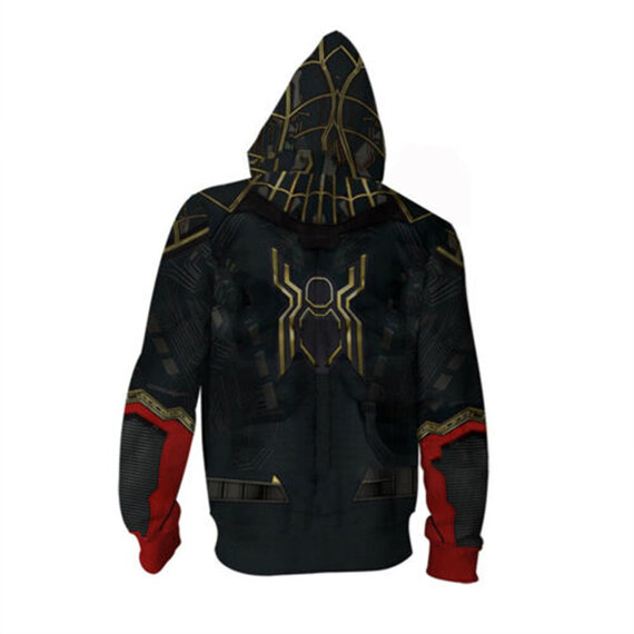 marvel no way home zip up spider-man graphic hoodie