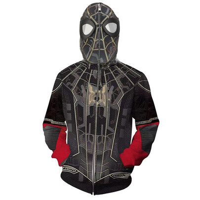 marvel spider man no way home zip up hoodie with mask for cosplay