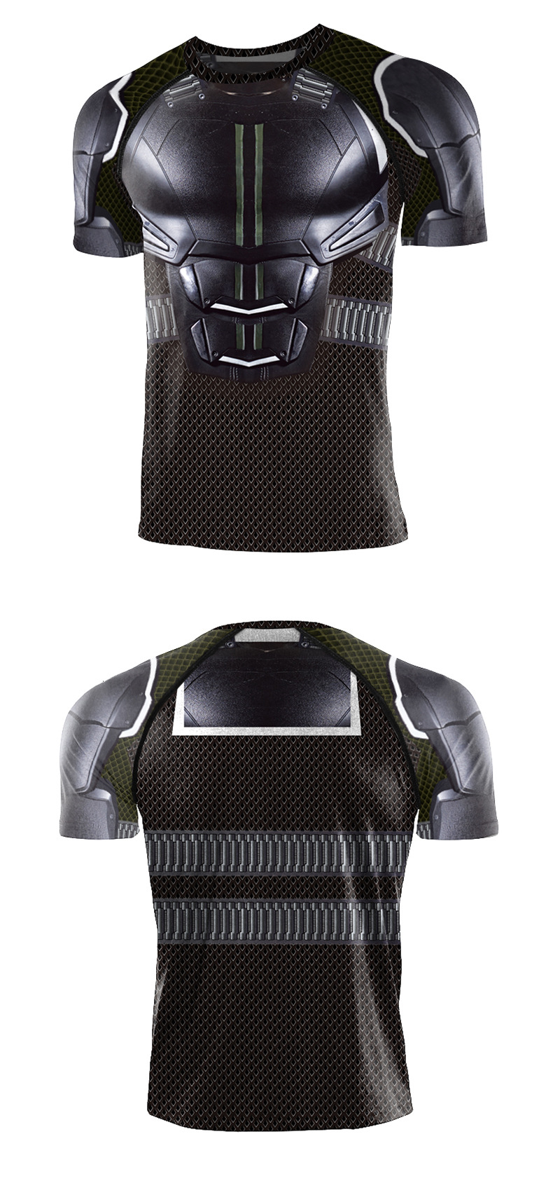 deadpool black compression workout shirt - front and back