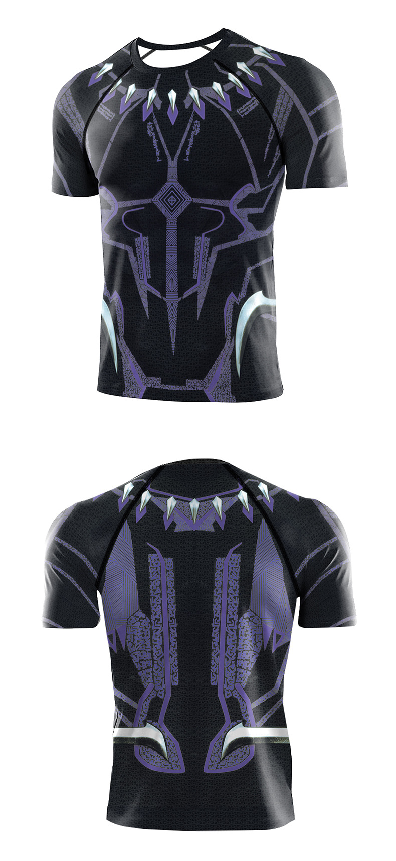 dri fit black panther running tee shirt - front and back