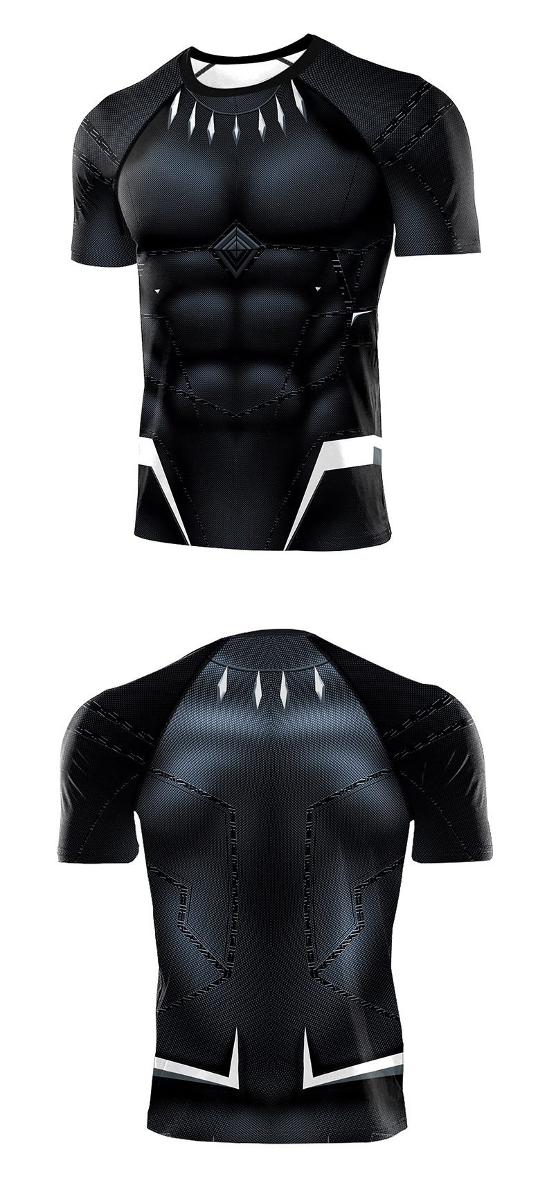 quick dry marvel black panther compression running shirt