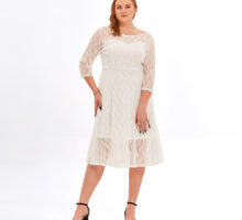 Women’s Plus Size Lace Dress 3/4 Sleeves Wedding Guest Bridesmaid Formal Evening Party Dress