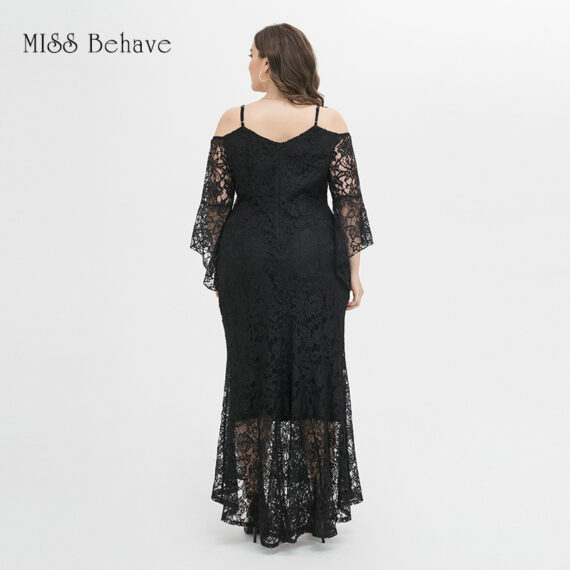 Women's Plus Size Floral Lace Off Shoulder Wedding Party Formal Dress