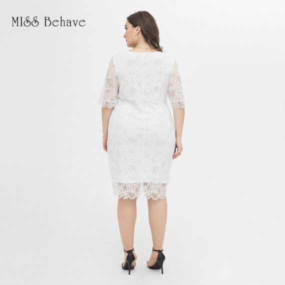 Women's Retro Floral Lace Plus Size Evening Cocktail Mini Dress