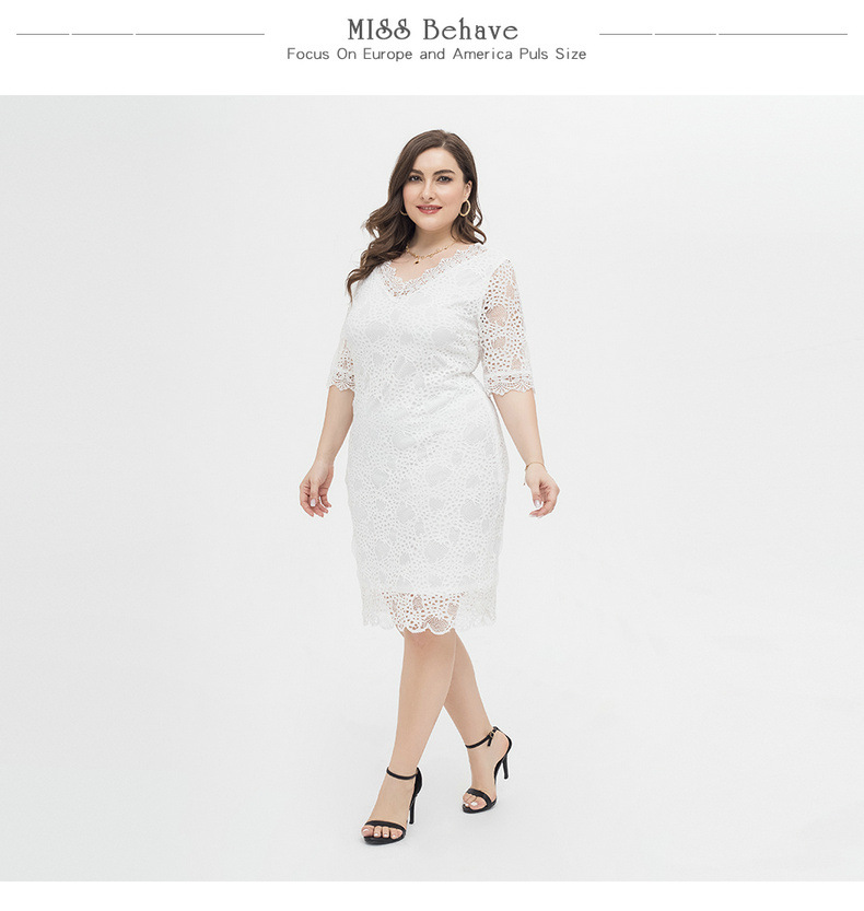 plus size Women's Elegant Floral Lace Bodycon Cocktail Lace Dress