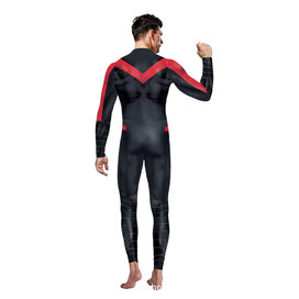 Slim Fit TV Titans Nightwing Print Jumpsuit Red And Black