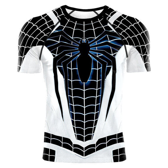 spider man black and white gym shirt for running