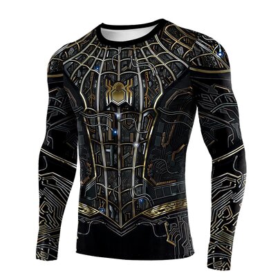 2021 No Way Home Spiderman long sleeve Stealth compression gym shirt black 