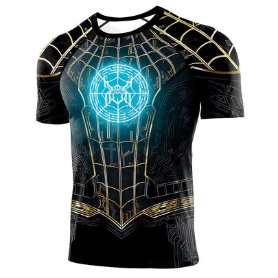 2021 spider-man no way home superhero compression tee shirt with blue magic web