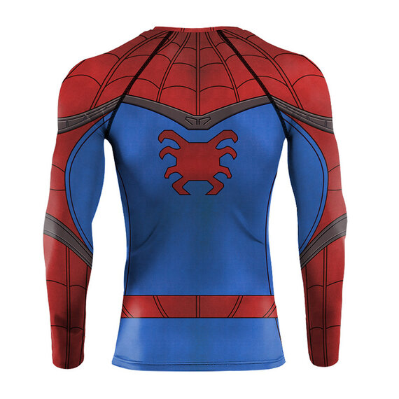 red blue Captain America Civil War Spiderman Compression gym tee shirt