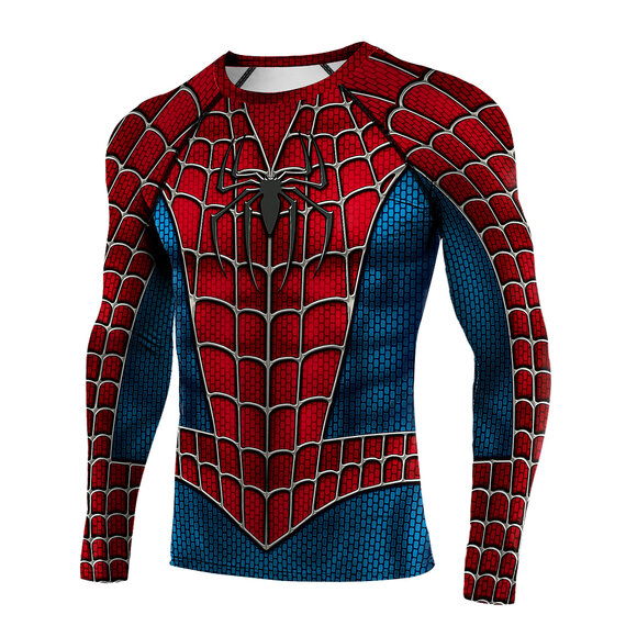 long sleeve classic Spider-Man print tee shirt for men