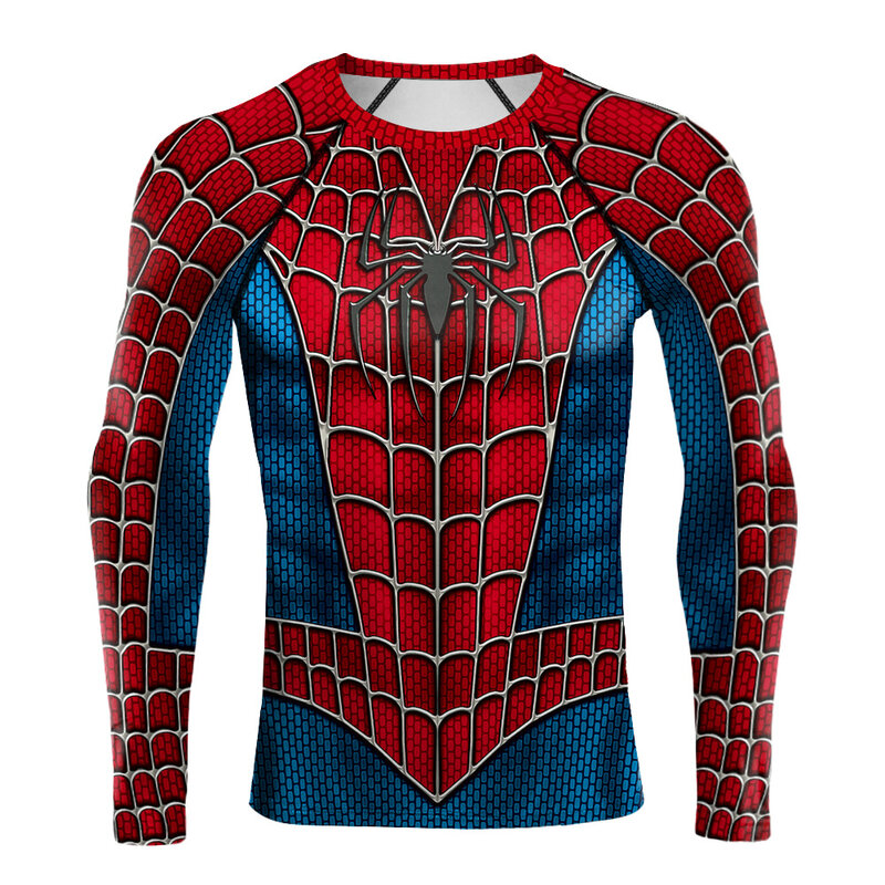 Classic Spiderman Compression Shirt Blue Red - PKAWAY