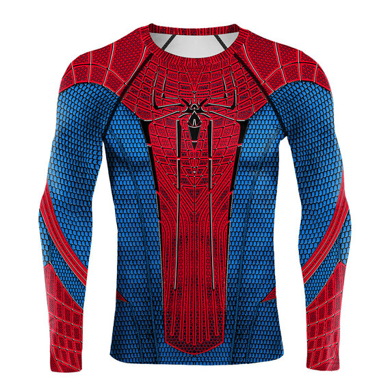 Crewneck Spider-Man Compression Workout Tee Shirt For Mens