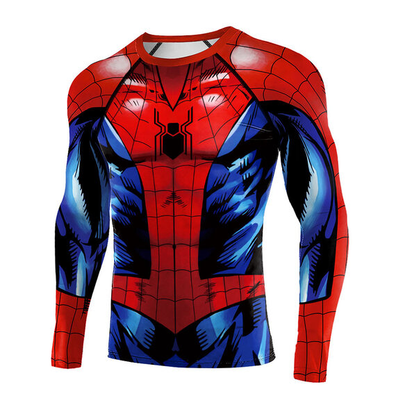 long sleeve spider-man superhero print t shirt