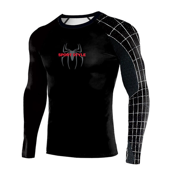 quick dry black Spider-man superhero print t shirt